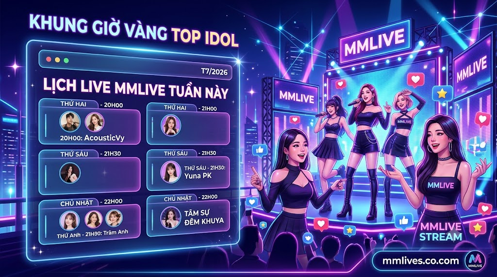 Lịch live MMLive tuần này cập nhật chi tiết khung giờ vàng livestream của các Top Idol.