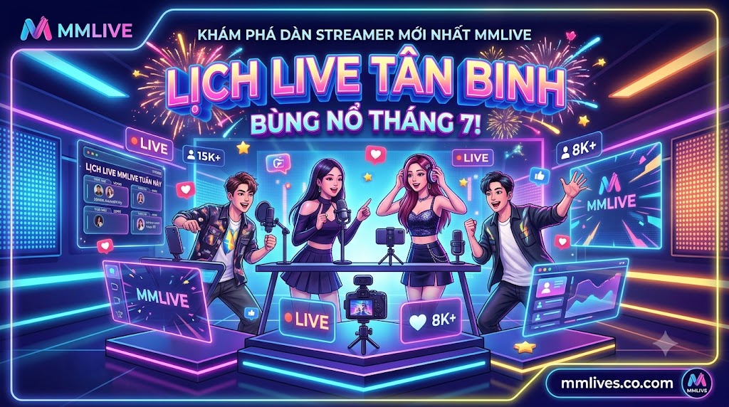Lịch live Streamer mới MMLive cập nhật chi tiết khung giờ và danh sách dàn tân binh bùng nổ tháng 7.